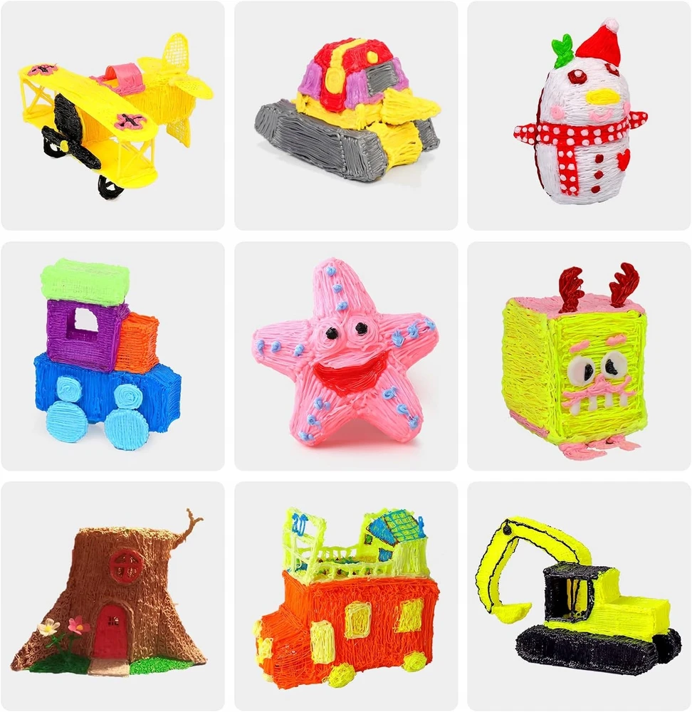 Bedee 3D PEN Vaikams 3D SPAUSDINTUVO RAŠIKLIŲ rinkinys + PLA PAPILDYMAI 36 M 12 SPALVŲ
