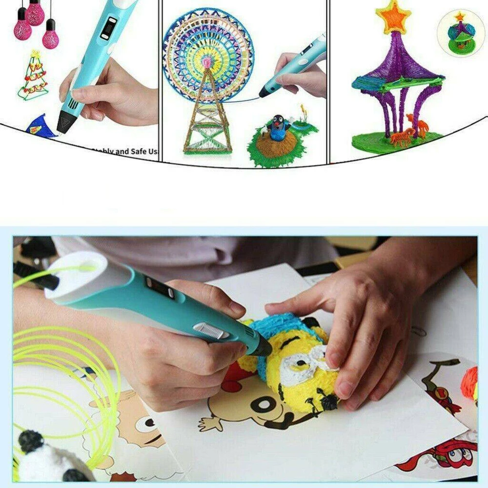 Bedee 3D PEN Vaikams 3D SPAUSDINTUVO RAŠIKLIŲ rinkinys + PLA PAPILDYMAI 36 M 12 SPALVŲ