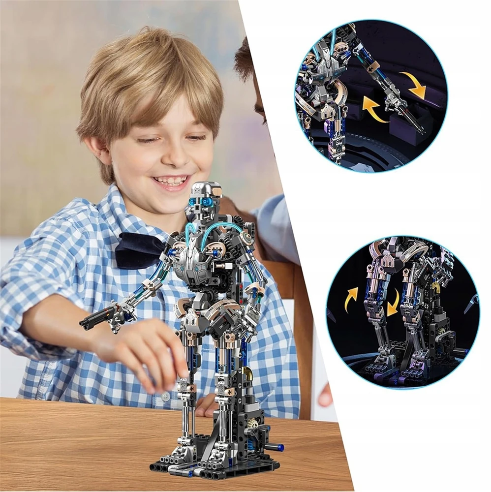 Bedee BLOKŲ MECHANINIS ROBOTO Skeletas 692 ELEMENTAI. JUDAMAS KONSTRUKCINIS ŠVIESAS