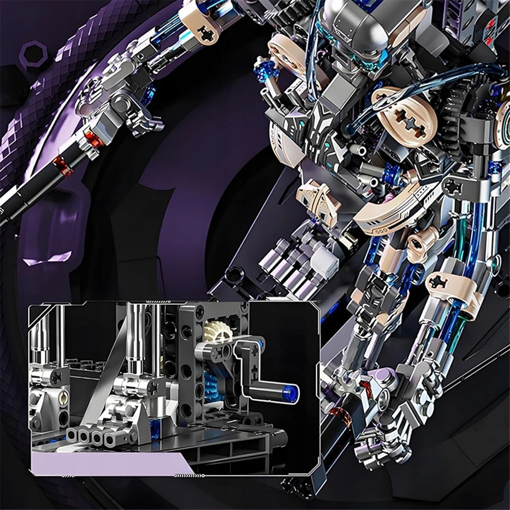 Bedee BLOKŲ MECHANINIS ROBOTO Skeletas 692 ELEMENTAI. JUDAMAS KONSTRUKCINIS ŠVIESAS