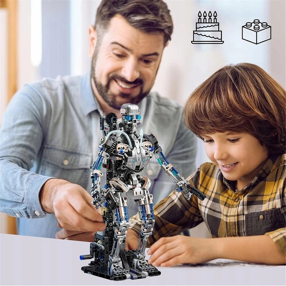 Bedee BLOKŲ MECHANINIS ROBOTO Skeletas 692 ELEMENTAI. JUDAMAS KONSTRUKCINIS ŠVIESAS