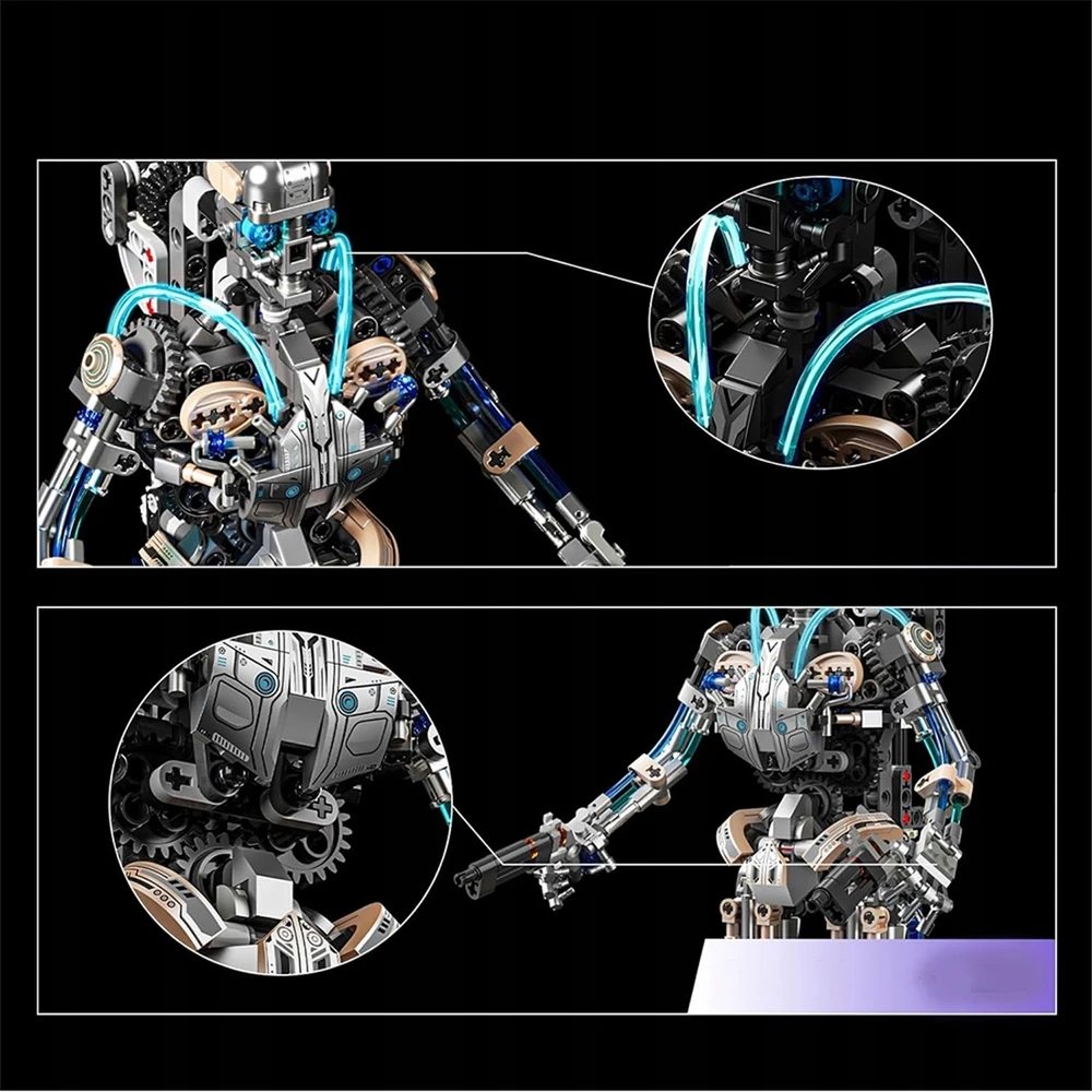 Bedee BLOKŲ MECHANINIS ROBOTO Skeletas 692 ELEMENTAI. JUDAMAS KONSTRUKCINIS ŠVIESAS
