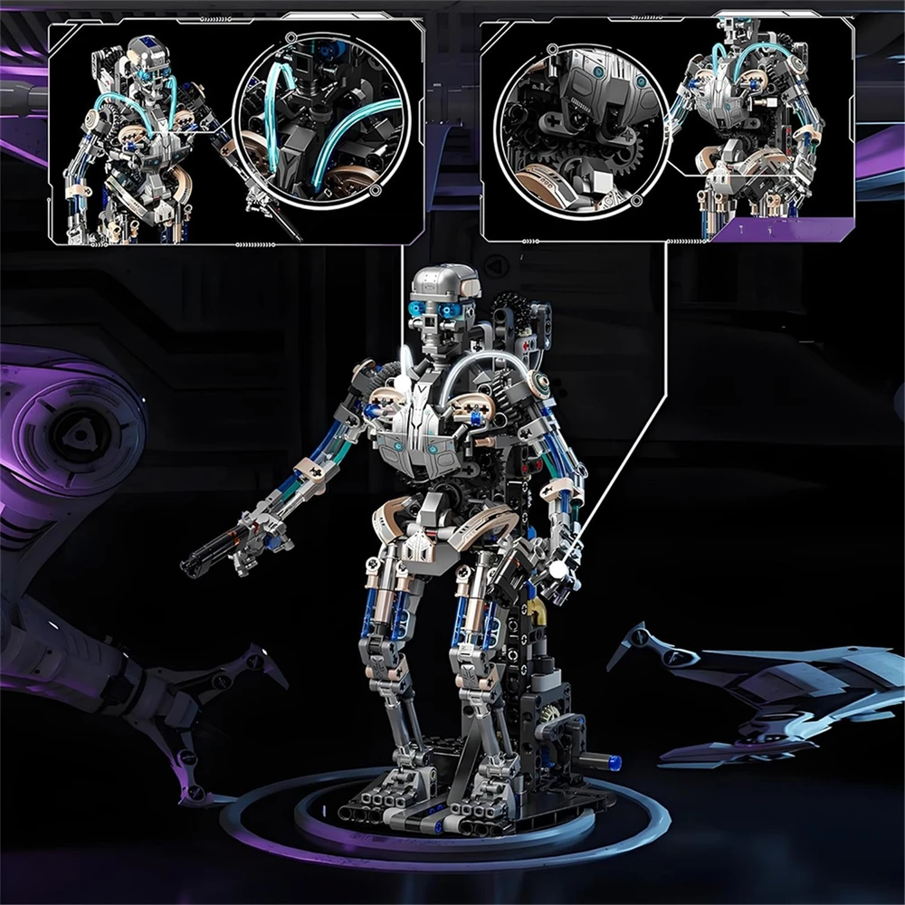 Bedee BLOKŲ MECHANINIS ROBOTO Skeletas 692 ELEMENTAI. JUDAMAS KONSTRUKCINIS ŠVIESAS