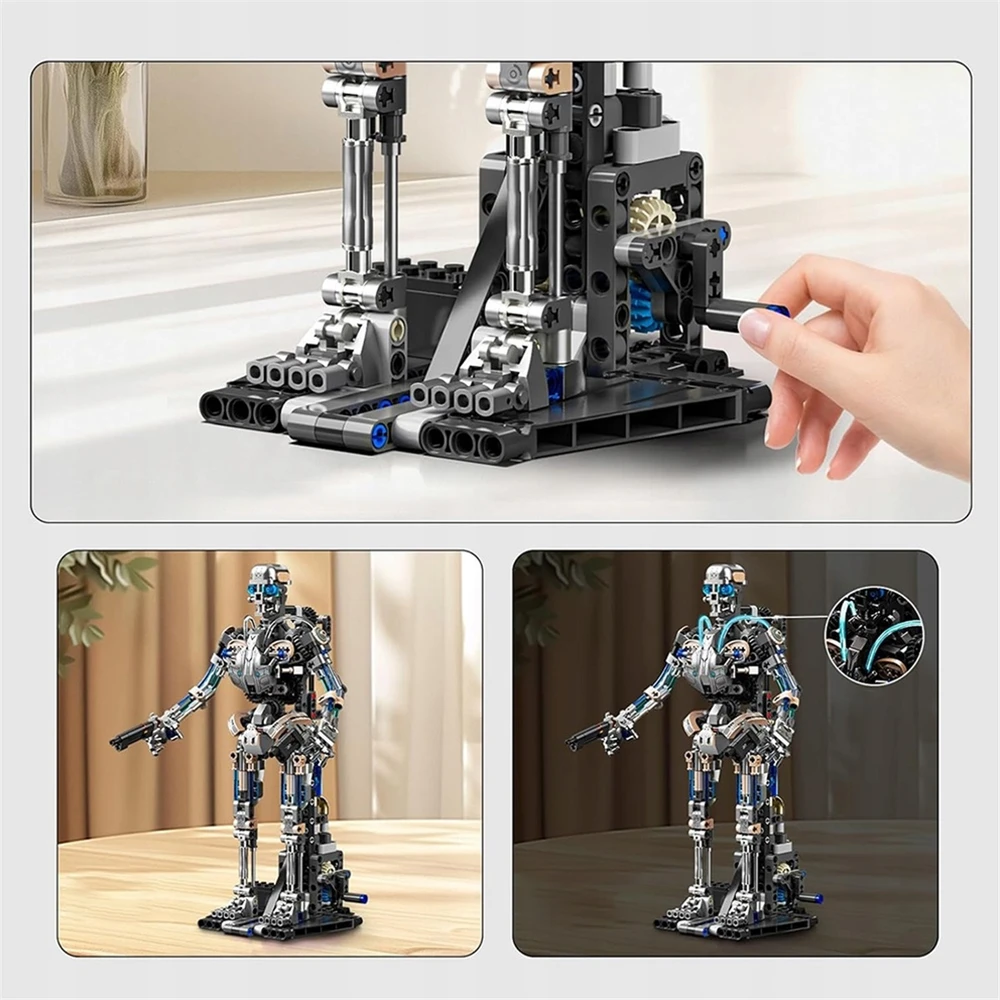 Bedee BLOKŲ MECHANINIS ROBOTO Skeletas 692 ELEMENTAI. JUDAMAS KONSTRUKCINIS ŠVIESAS