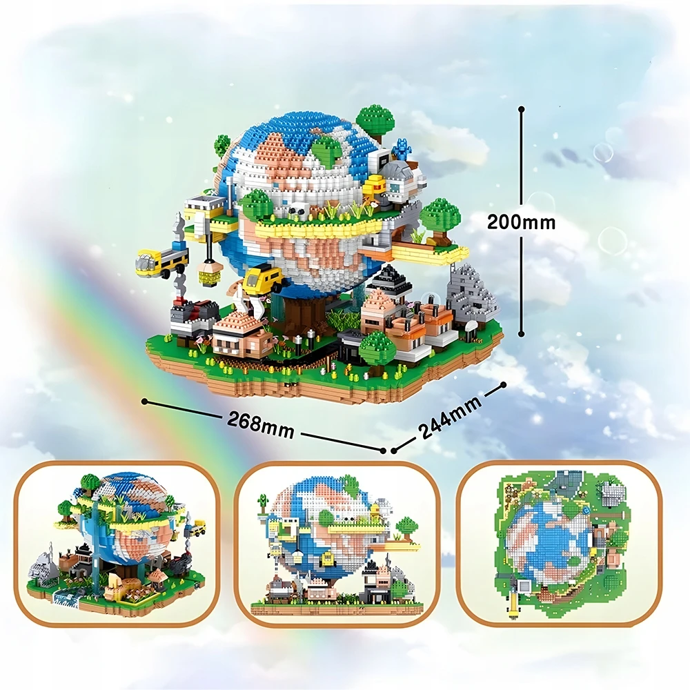 Bedee „Creative Earth Village“ statybinių kaladėlių rinkinys, 26 cm 3D plytos, skirtos 14 metų ir vyresniems vaikams, dovana