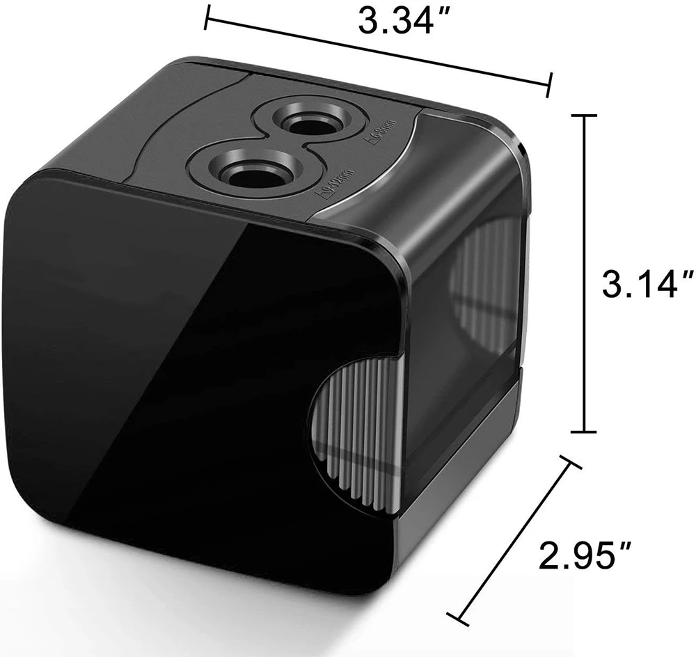 Bedee Elektrinis pieštukų drožtukas 2 skylutės, Usb/baterijos, juodas