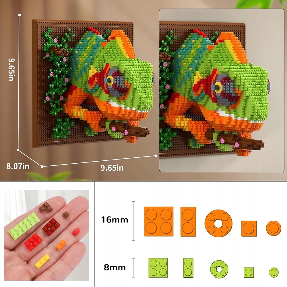 Bedee KAMELEON 3D STATYBINIAI BLOKAI 2688 ELEMENTAI SVETAINEI, MIEGAMAMIESI, BIURUI