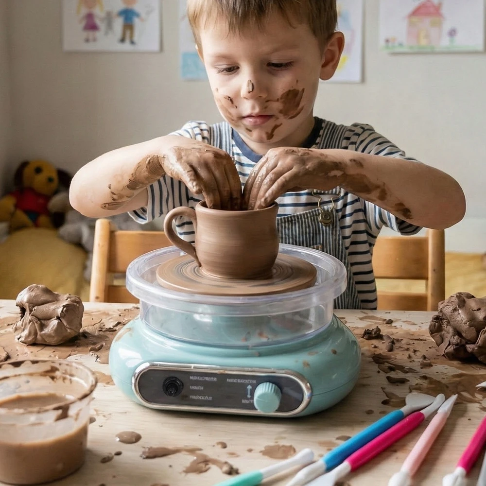 Bedee KOŁO GARNCARSKIE MINI 4.7IN Z PEDAŁEM NOŻNYM Rinkinys DIY ZIELONE