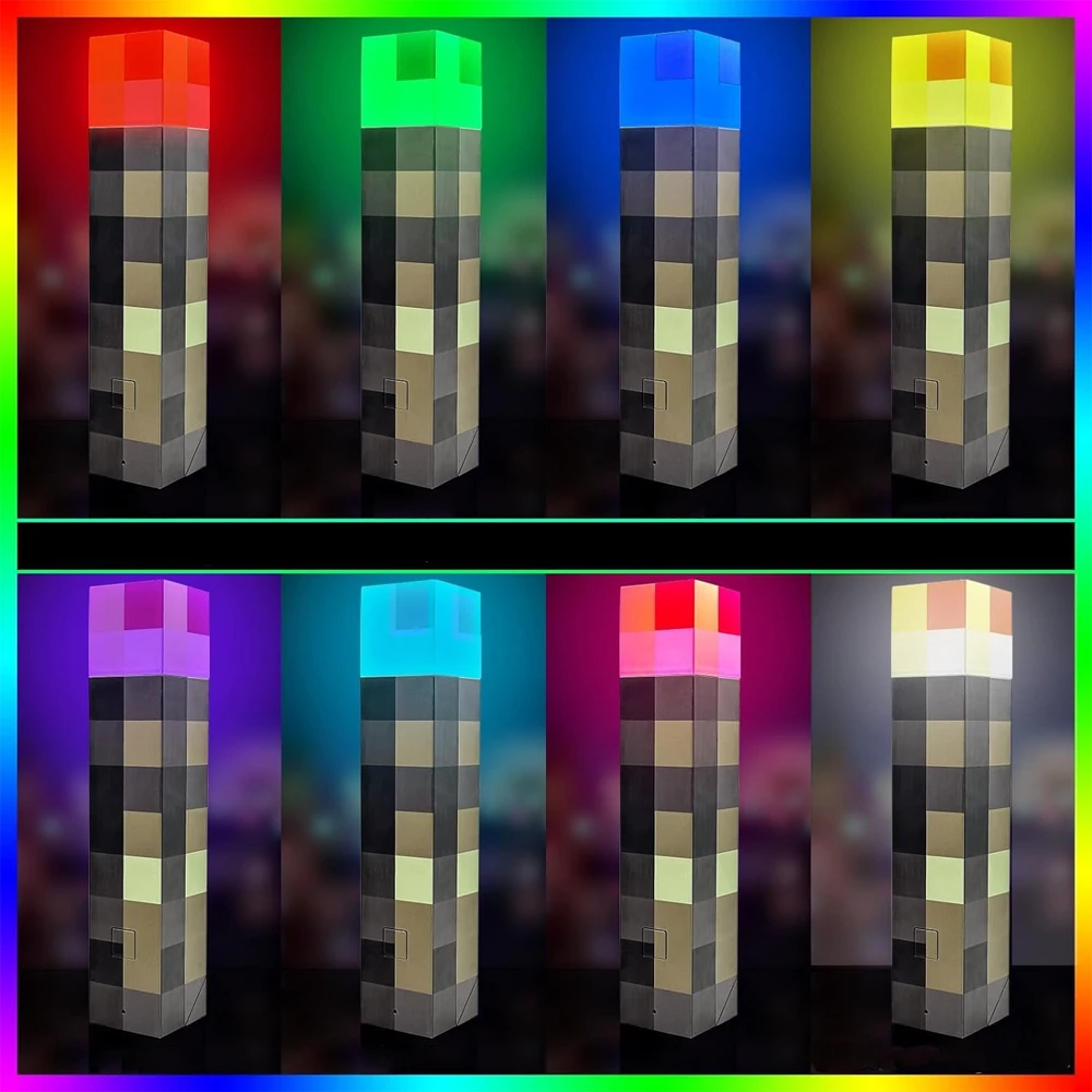 Bedee MINECRAFT žibintuvėlis STALO ARBA SIENINĖS + RGB nuotolinio valdymo pultas + KABLIS