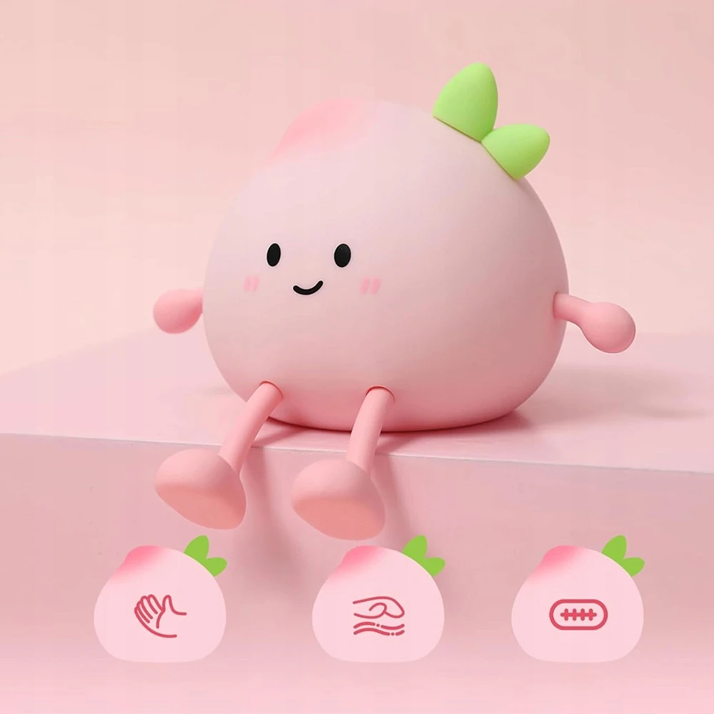 Bedee MINKŠTA NAKTINĖ LEMPA VAIKAMS PEACH LED RGB TOUCH USB ĮKROVINIMAS