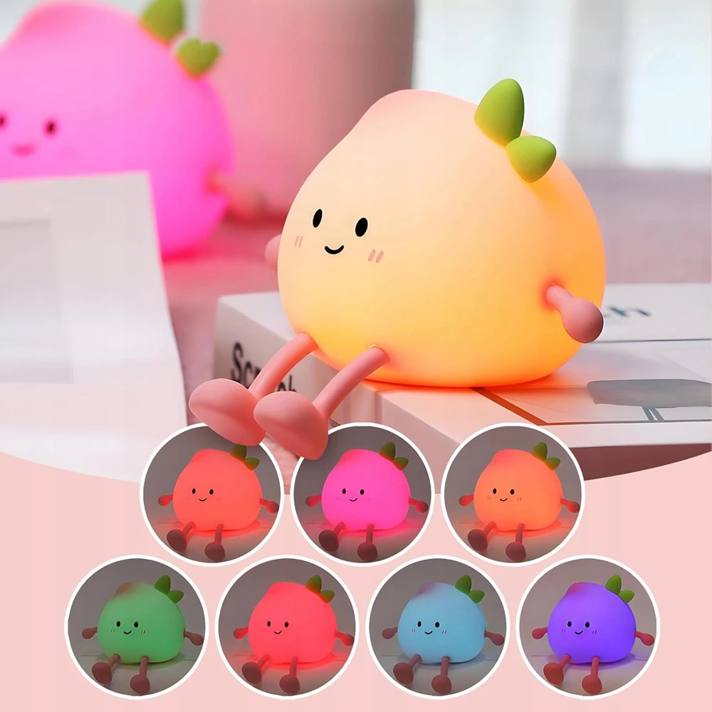 Bedee MINKŠTA NAKTINĖ LEMPA VAIKAMS PEACH LED RGB TOUCH USB ĮKROVINIMAS