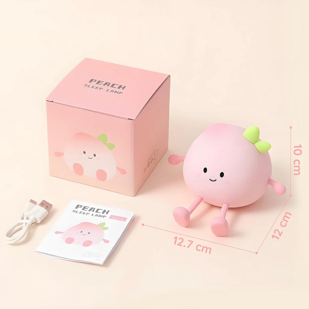 Bedee MINKŠTA NAKTINĖ LEMPA VAIKAMS PEACH LED RGB TOUCH USB ĮKROVINIMAS