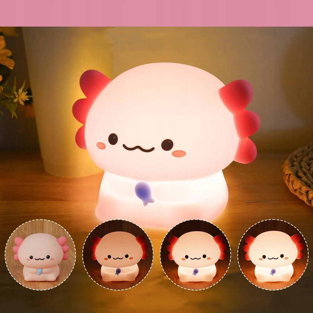 Bedee Naktinė lempa AXOLOTL SILIKONOWA DLA DZIECI LED USB ŚCIEMNIALNA DOTYKOWA