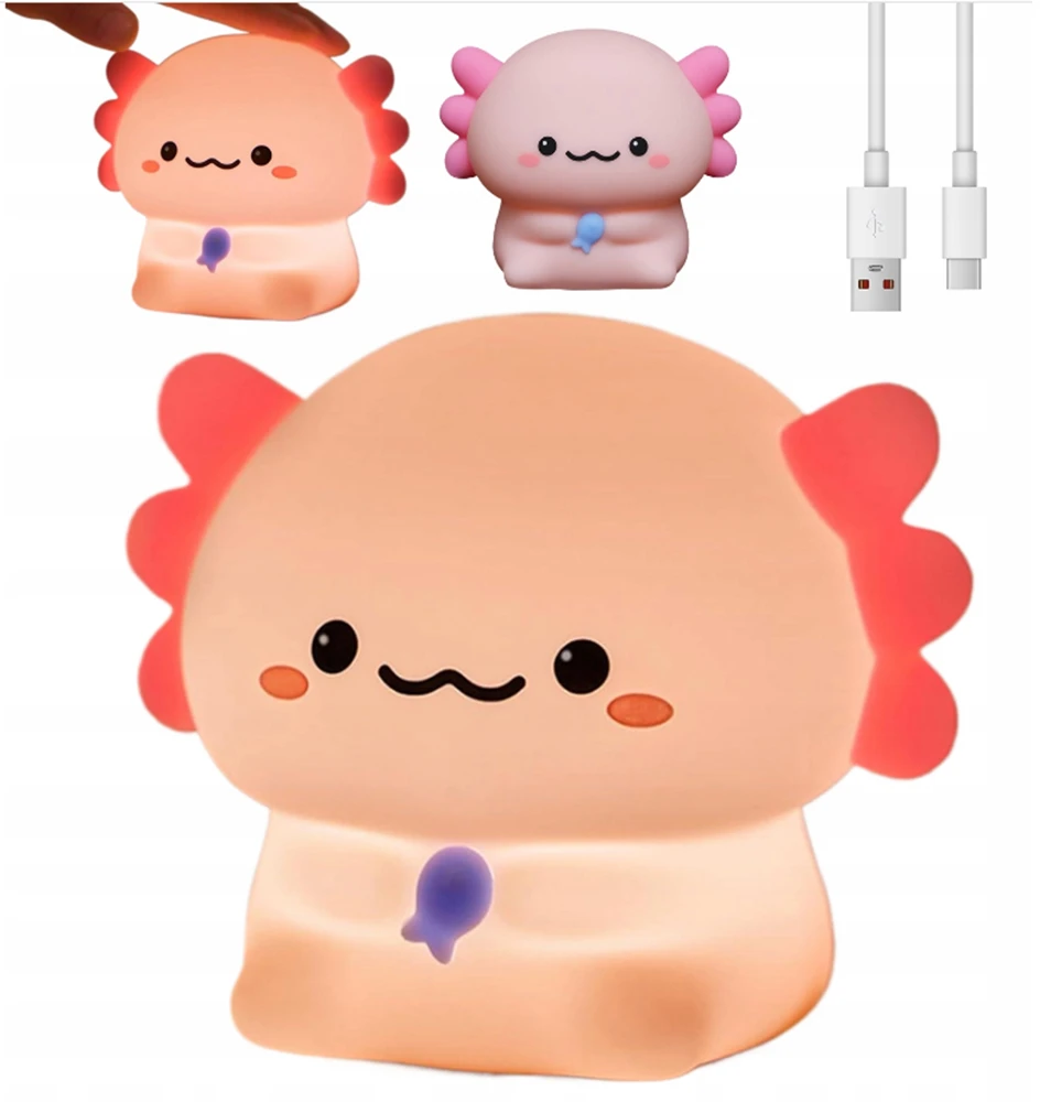 Bedee Naktinė lempa AXOLOTL SILIKONOWA DLA DZIECI LED USB ŚCIEMNIALNA DOTYKOWA