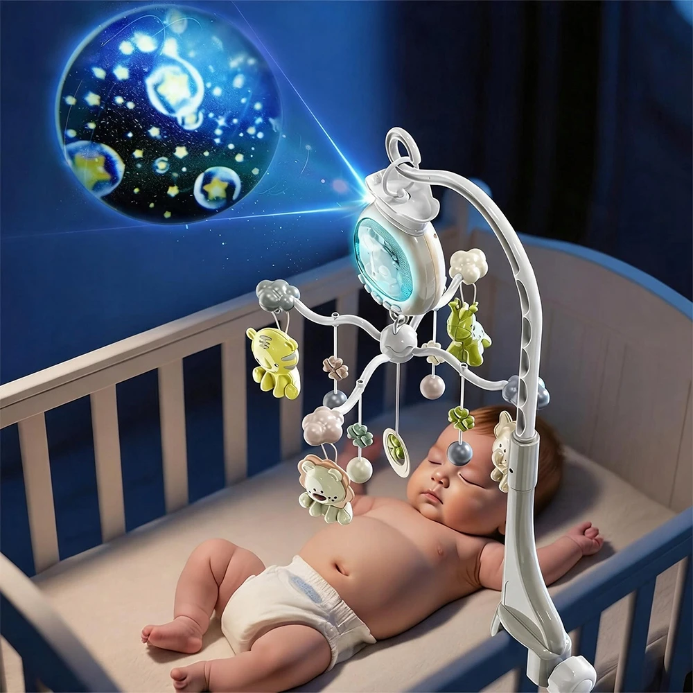 Bedee Nakvynė karuselė GYVŪNAI Nuotolinio valdymo pultas Žvaigždžių projektorius Rattles Tether