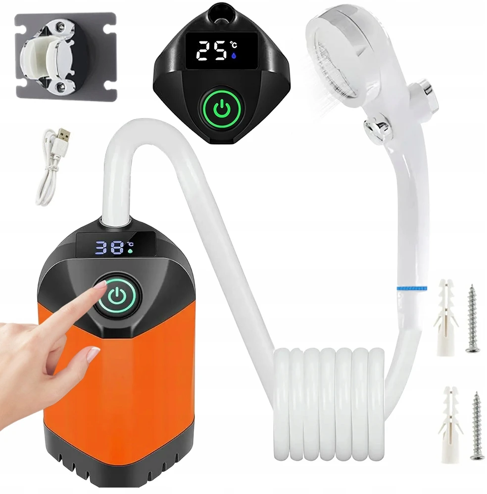 Bedee Nešiojamas turistinis kempingo dušas su LED ekranu 4800mah siurbliu