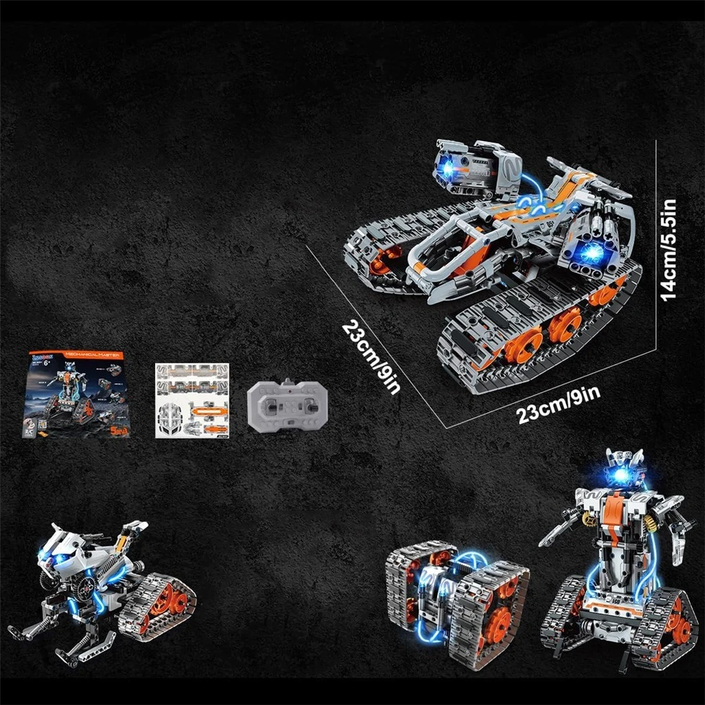 Bedee Nuotoliniu būdu valdomi robotai 4 LED modeliai, 724 plytos, programa, dovana 6 ir daugiau