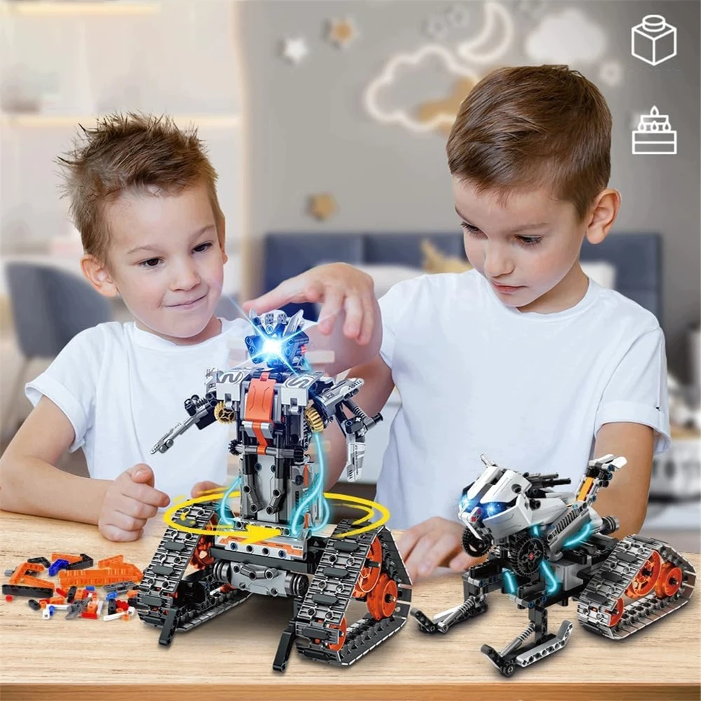 Bedee Nuotoliniu būdu valdomi robotai 4 LED modeliai, 724 plytos, programa, dovana 6 ir daugiau