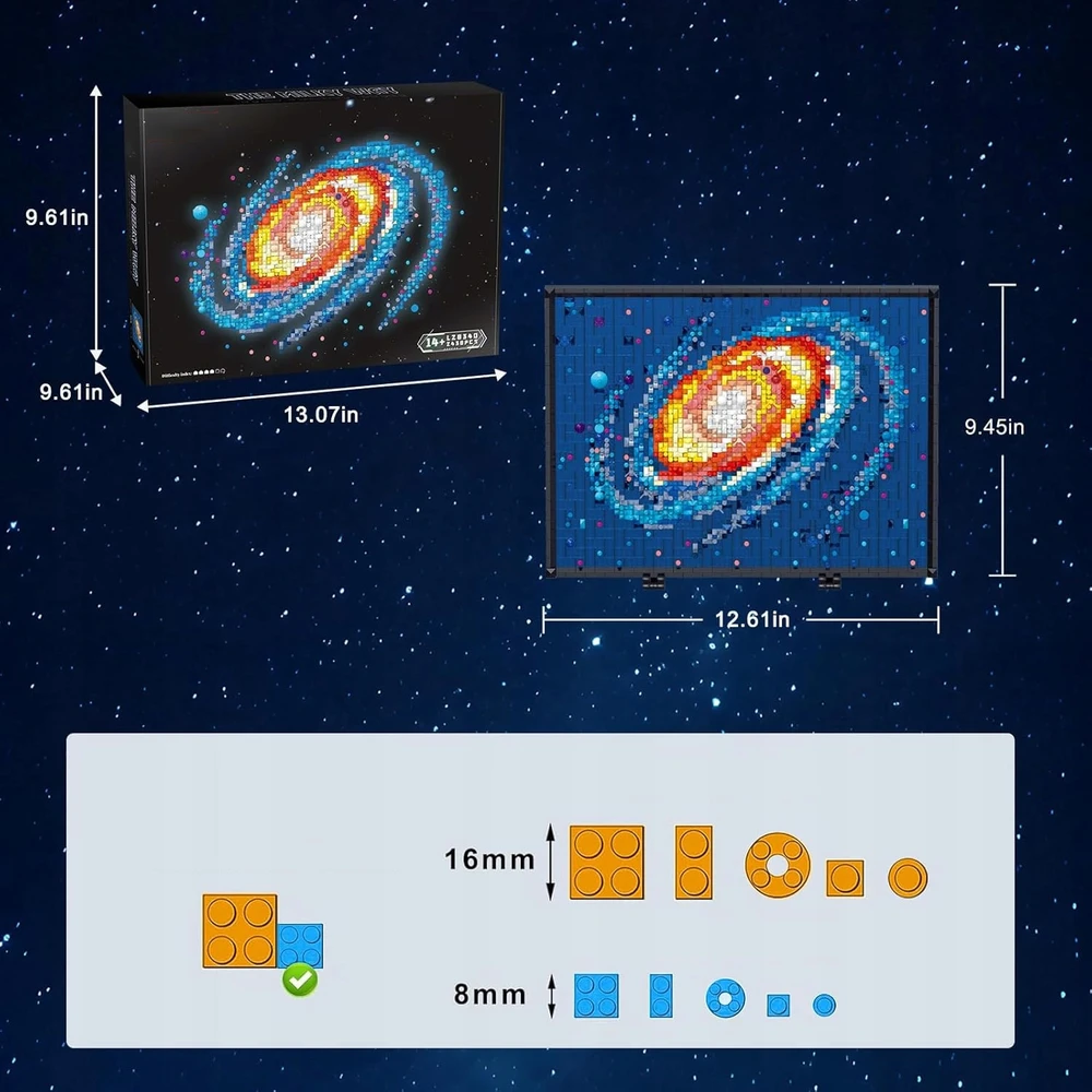 Bedee NUOTRAUKA IŠ PIXEL BOCKS MILKY WAY 32X24CM KŪRYBINIO lavinamojo žaislo
