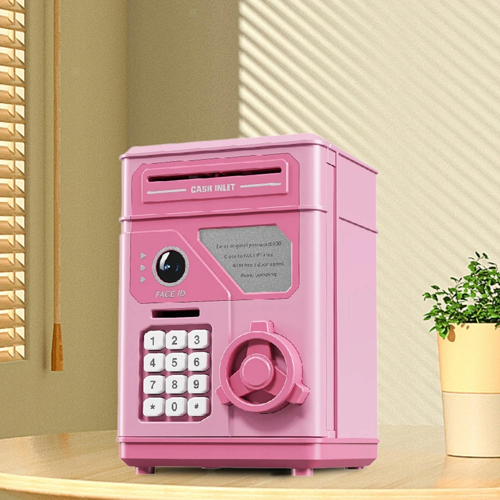 Bedee Piggy bank seifas su slaptažodžio užraktu ir veido atpažinimo modeliavimu, rožinis