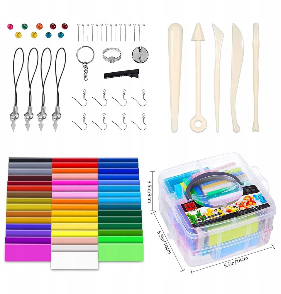 Bedee Polimerinis molis 46 spalvų DIY Modeliuojantis molis vaikams + Priedai
