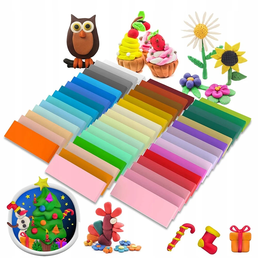 Bedee Polimerinis molis 46 spalvų DIY Modeliuojantis molis vaikams + Priedai