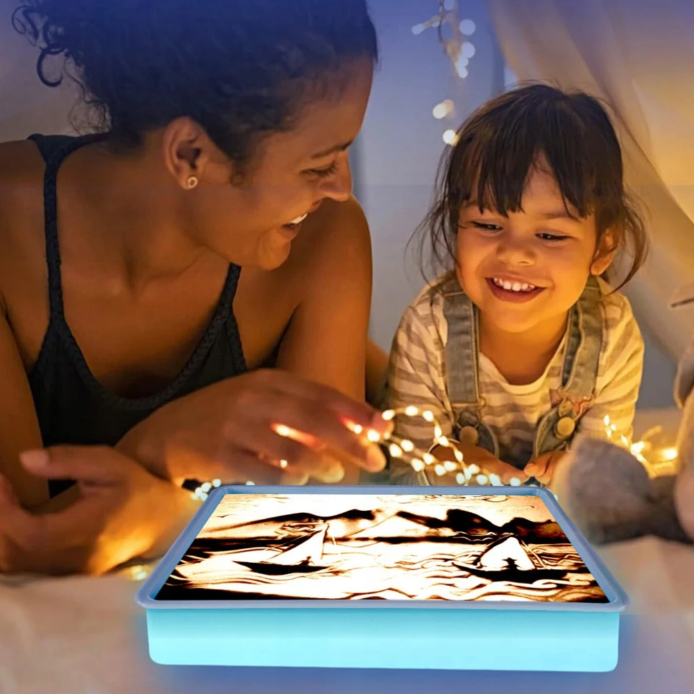 Bedee Sensorinis stalas su smėlio ir LED šviesos terapija vaikams ir suaugusiems