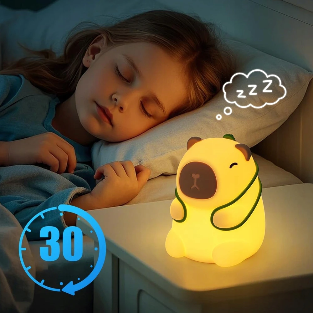 Bedee Silikoninė Kapibaros Naktinė Lempa su Vėžliuku ir 30min Laikmačiu