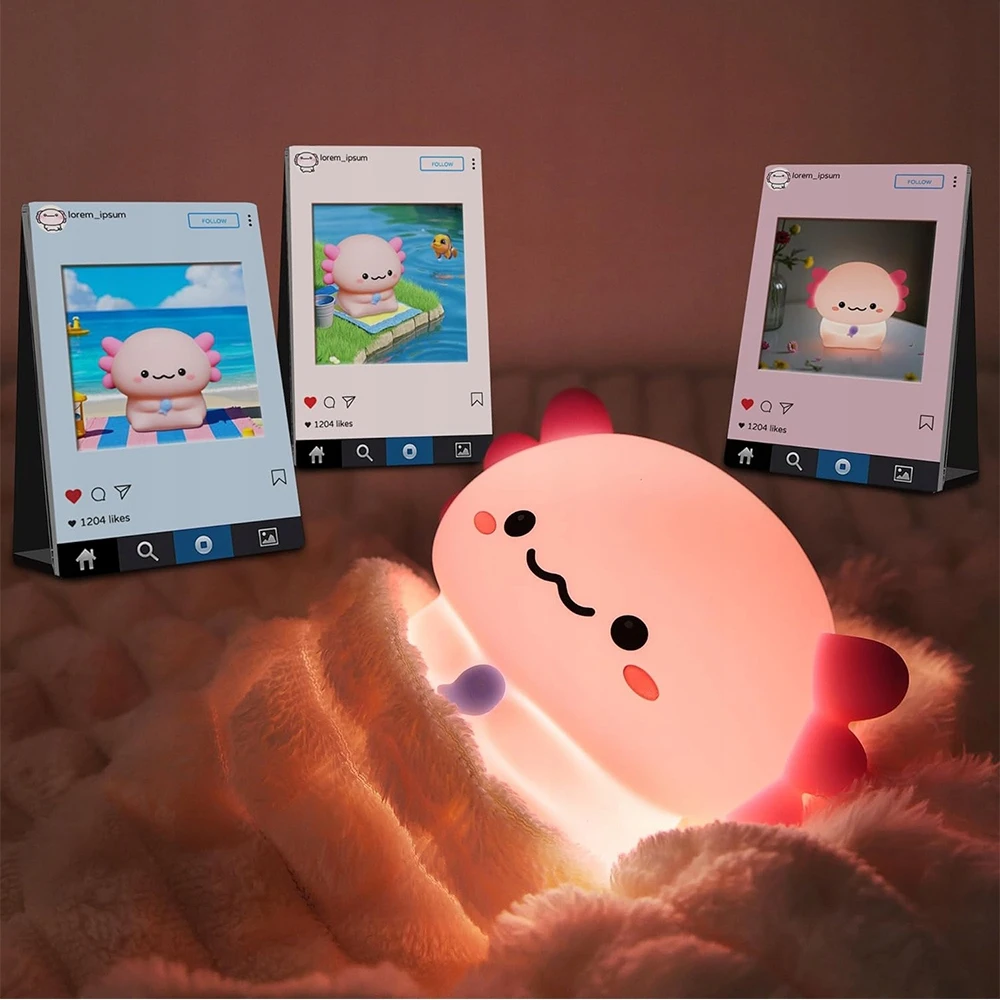 Bedee Silikono Salamander Night Light kelionės dovana vaikams ir suaugusiems