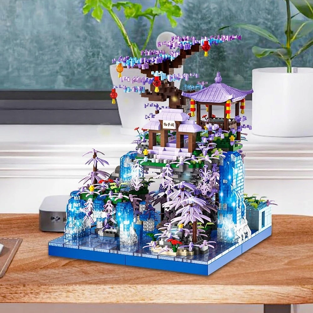 Bedee STATYBINIAI BLAKAI ARCHITEKTŪRA 3D vyšnių žiedų kriokliai SODO DOVANA
