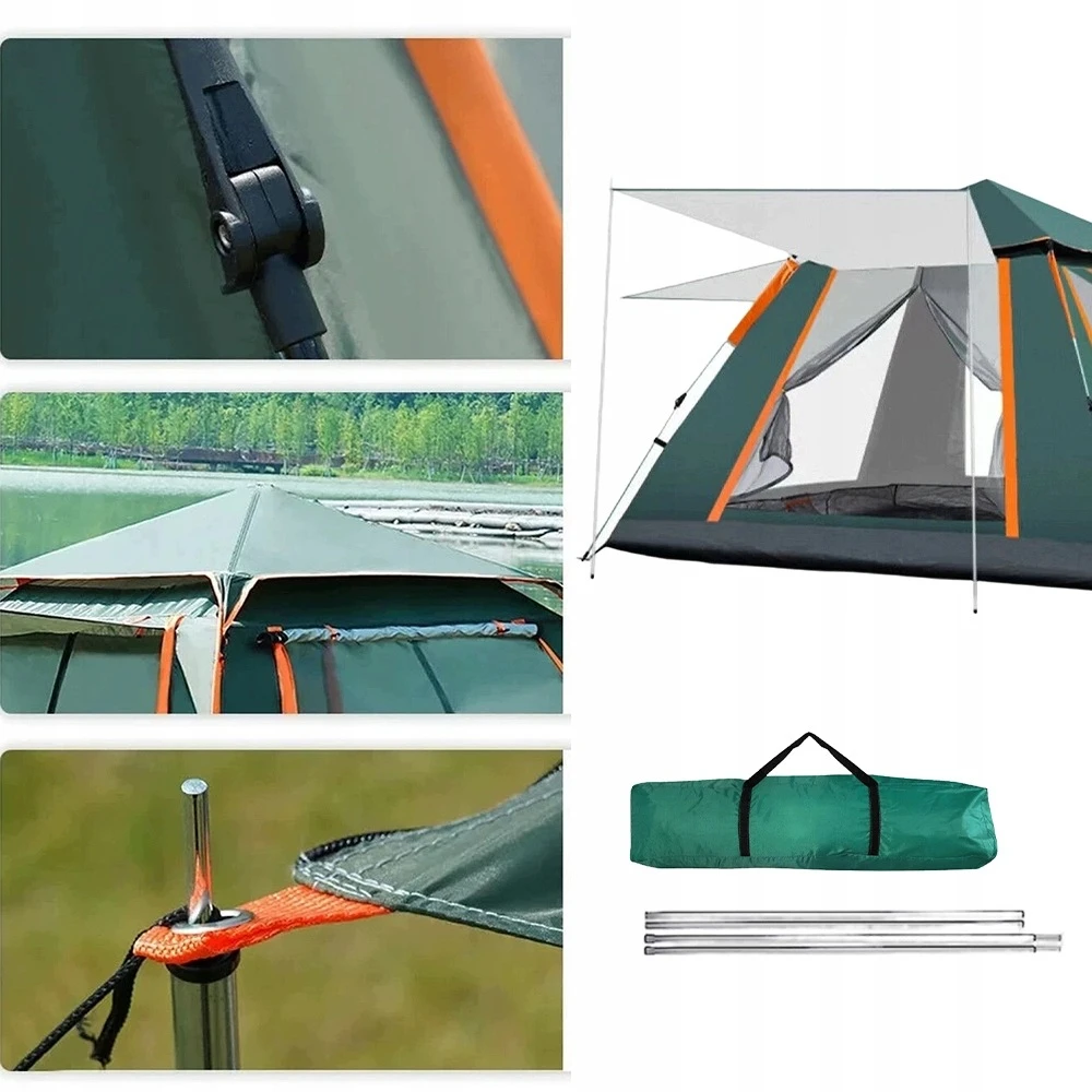 Bedee Turistinė palapinė 3-4 asmenų kempingo palapinė su langu 215x215 automatinė palapinė