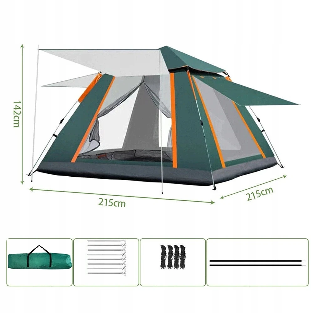 Bedee Turistinė palapinė 3-4 asmenų kempingo palapinė su langu 215x215 automatinė palapinė