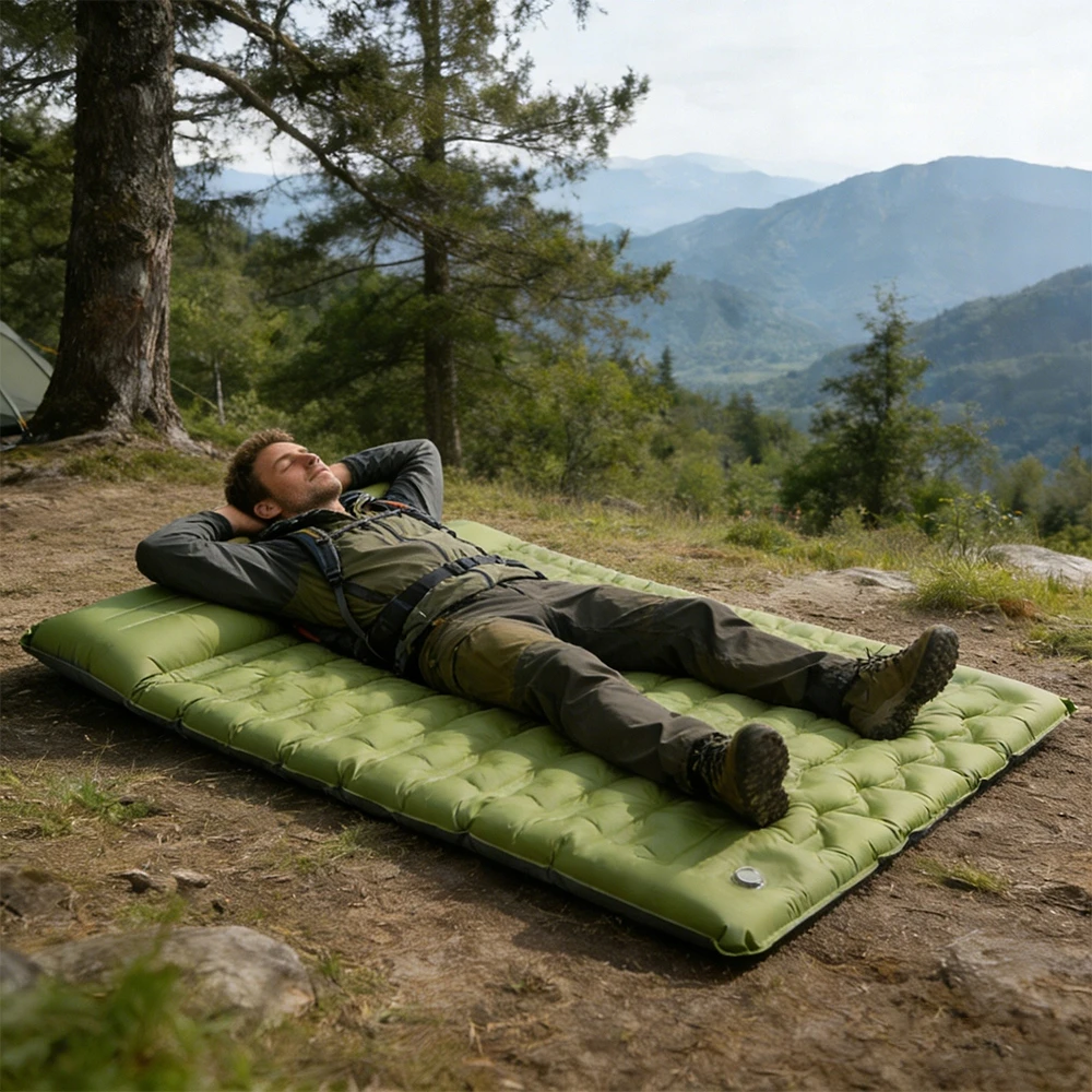 Bedee Turistinis pneumatinis čiužinys 2 žmonėms su pagalve 200x140 cm, atsparus vandeniui