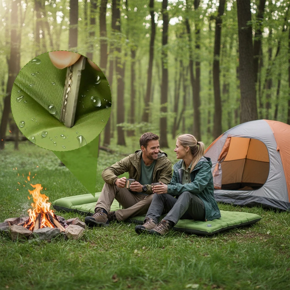 Bedee Turistinis pneumatinis čiužinys 2 žmonėms su pagalve 200x140 cm, atsparus vandeniui