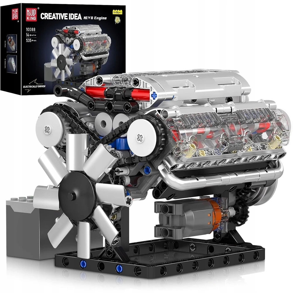 Bedee V8 variklio statybiniai blokai, sukamieji elementai, šviesos garso dovana