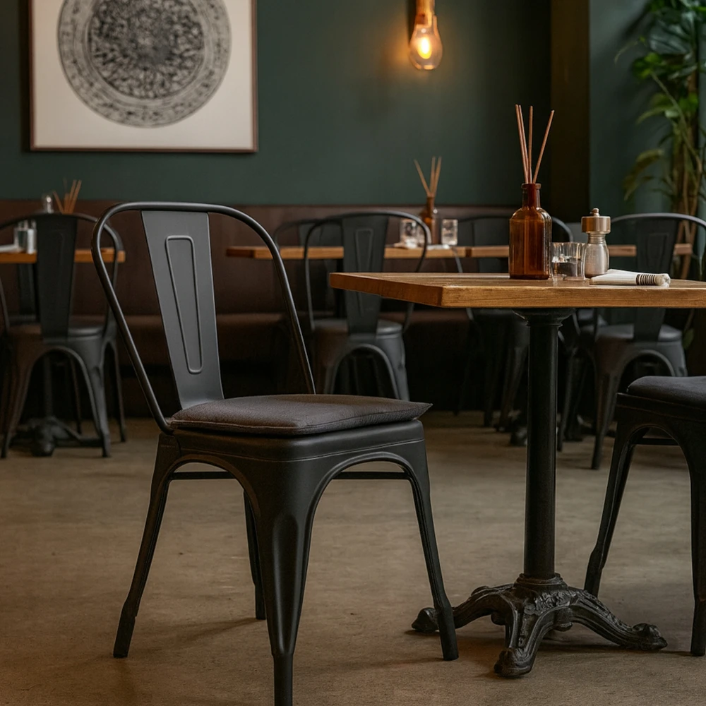 Begryf LOFT metalinė KĖDĖ, juodas MATAS, skirta virtuvei, valgomajam, sodo restoranui