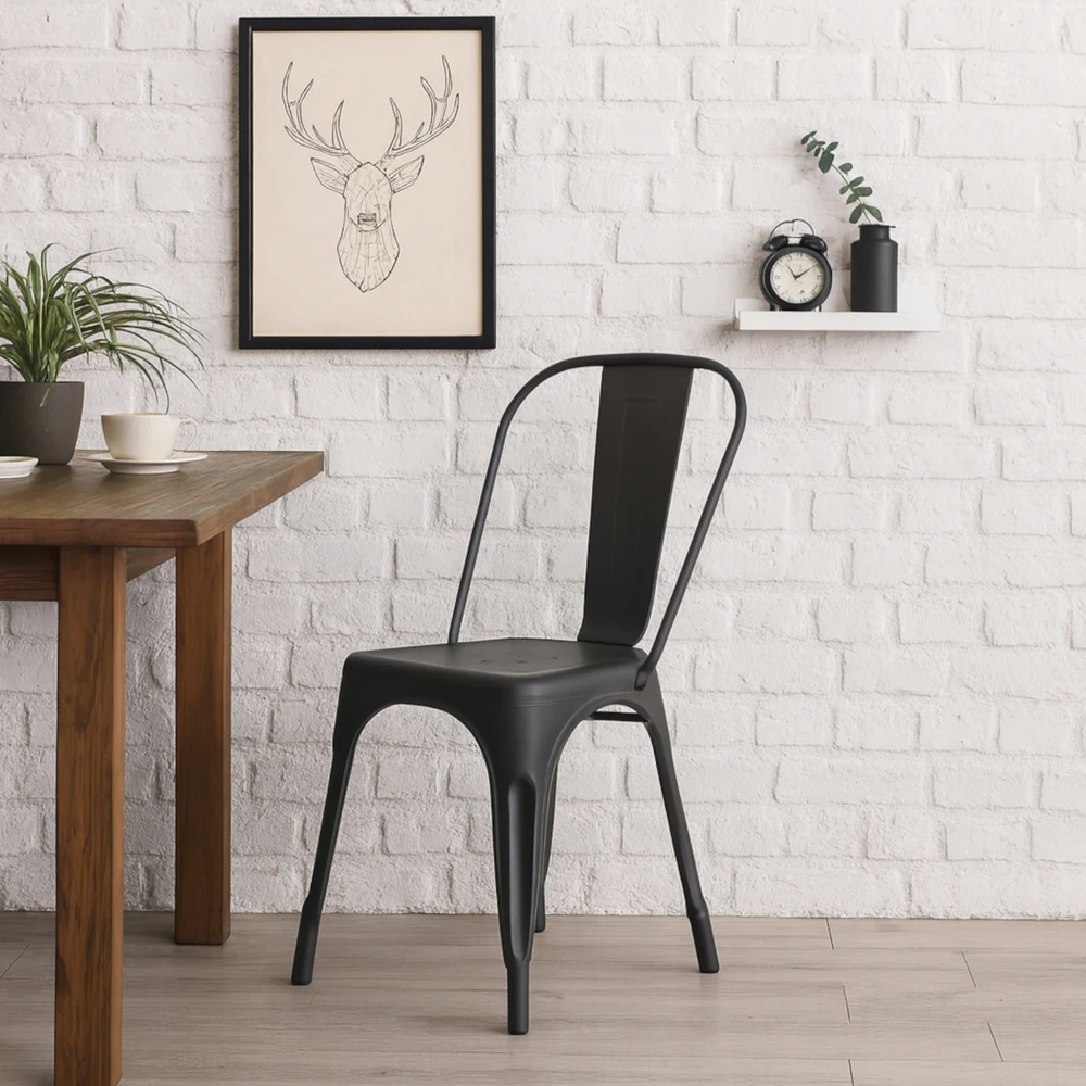 Begryf LOFT metalinė KĖDĖ, juodas MATAS, skirta virtuvei, valgomajam, sodo restoranui