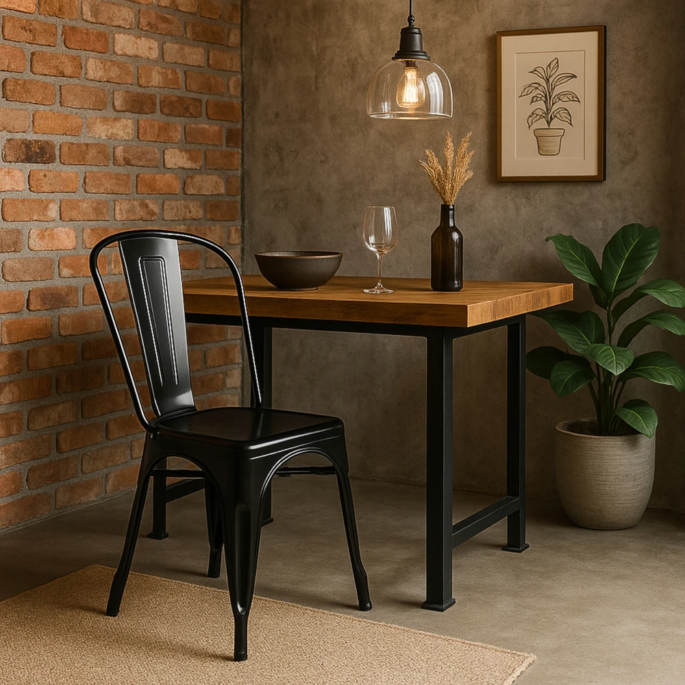 Begryf STIPRI retro juoda loft METAL sodo kėdė sodui terasoje arba balkone