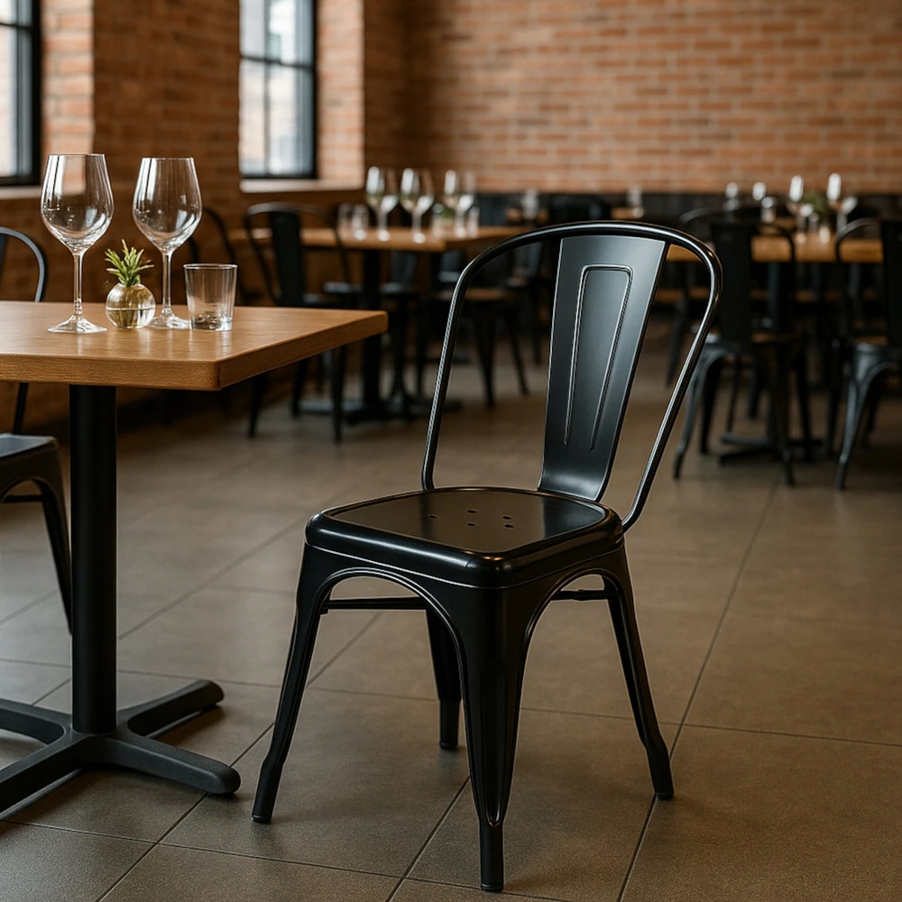 Begryf STIPRI retro juoda loft METAL sodo kėdė sodui terasoje arba balkone