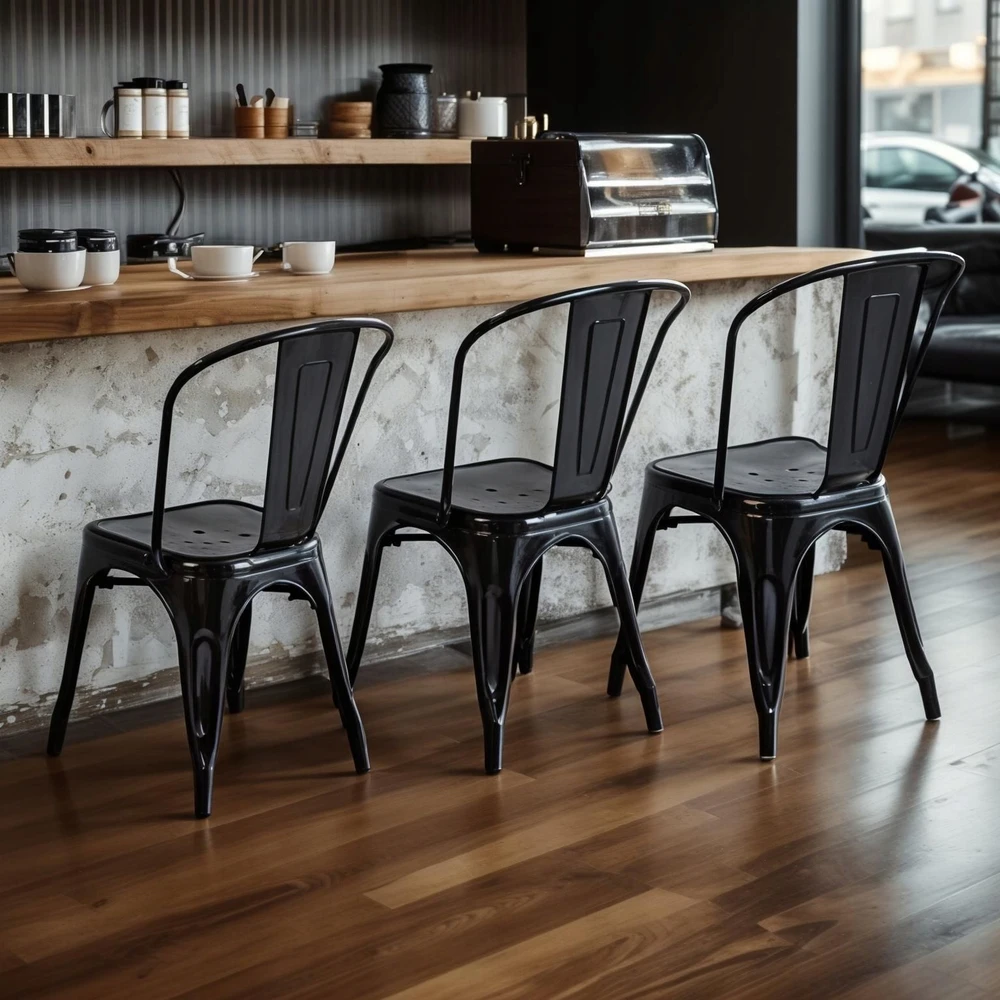 Begryf STIPRI retro juoda loft METAL sodo kėdė sodui terasoje arba balkone