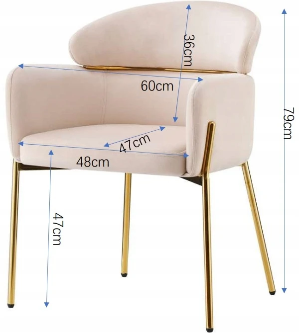 BEIGE GOLD LEGS kėdė Breda Glamour VELVET velvet Svetainė Valgomasis