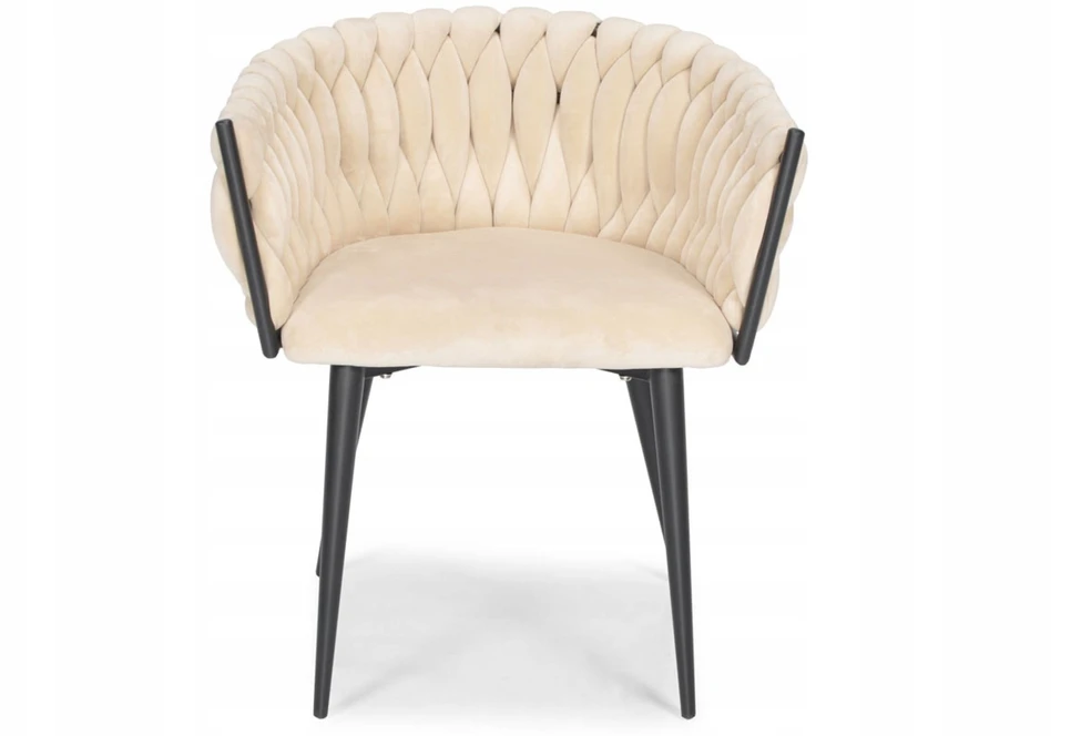 BEIGE VELIURINĖ KĖDĖ Glamour Pintos modernios juodos kojos