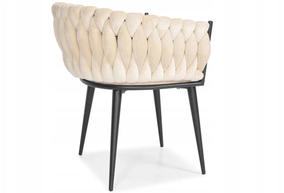 BEIGE VELIURINĖ KĖDĖ Glamour Pintos modernios juodos kojos