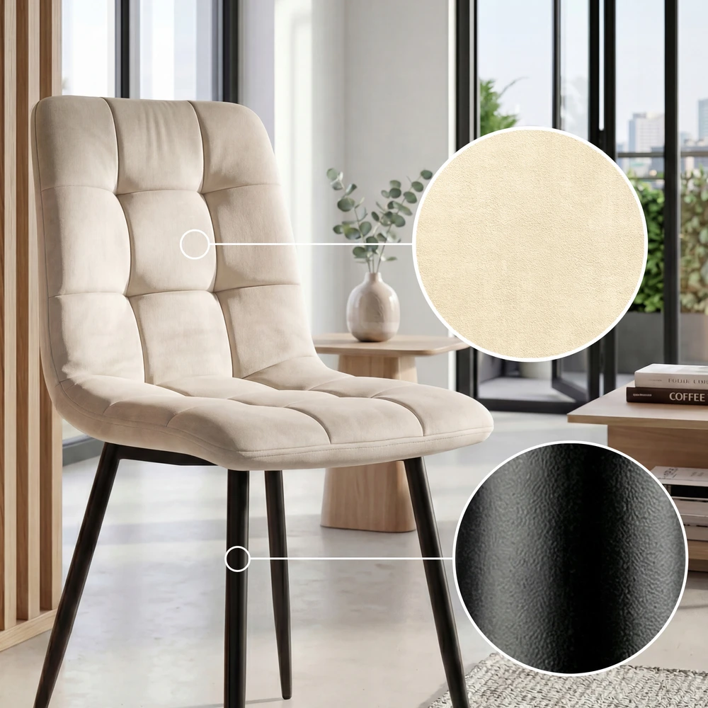 BEIGE WOHNARTIG minkšta aksominė kėdė valgomajam, virtuvės svetainei