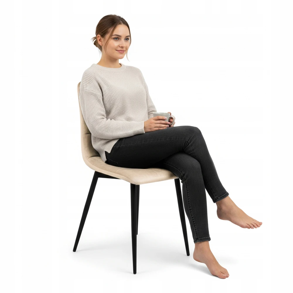BEIGE WOHNARTIG minkšta aksominė kėdė valgomajam, virtuvės svetainei