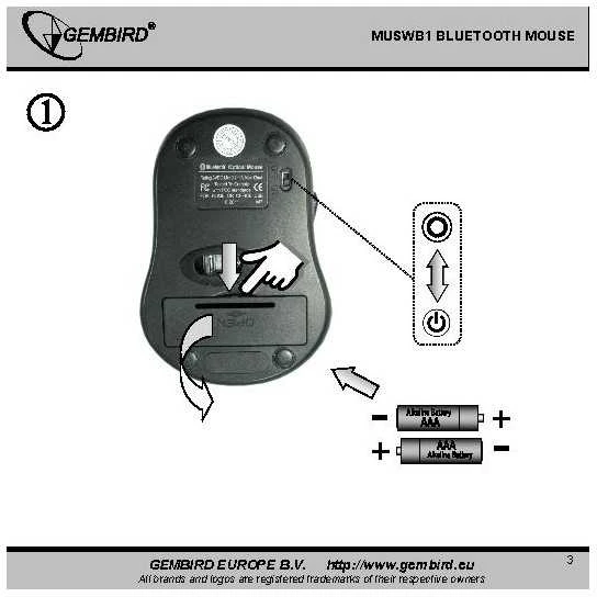 Gembird | MUSWB2 | Optinė Bluetooth pelė | 6 button | Juodas, Pilkas