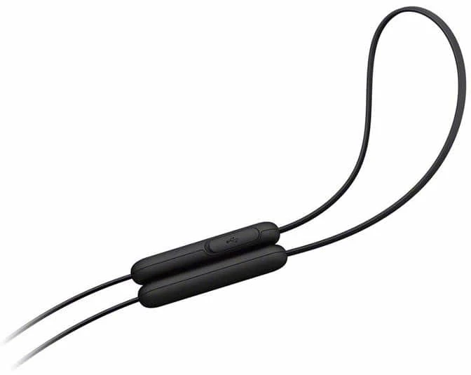 Belaidės į ausį įdedamos ausinės Sony WI-C310B su mikrofonu, Juodos
