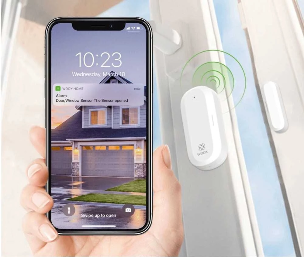 Išmanusis ZigBee TUYA bevielis patalpos durų - langų magnetinis kontaktas, WOOX