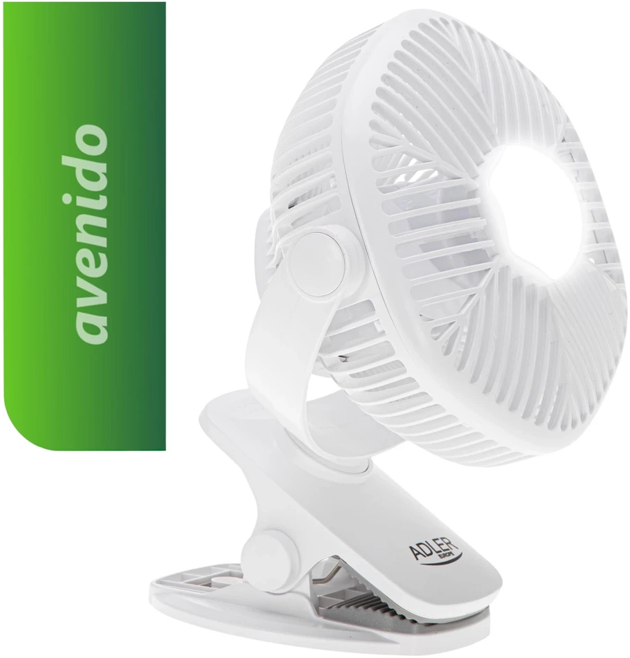 Adler AD 7335 Baterijos ventiliatorius 5/12,7 cm su spaustuku - USB / LED
