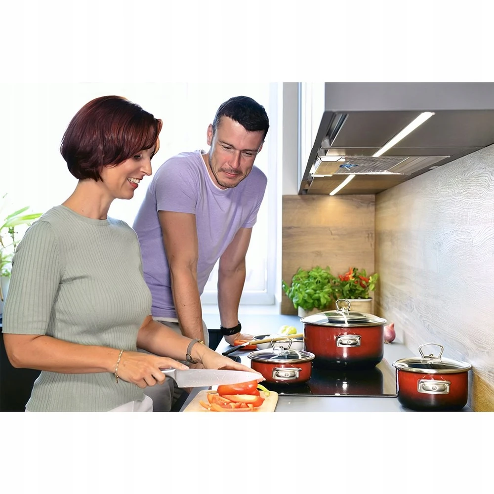 BELIS EMAL PUODAS. SU DANGELIS 2,2L 18CM OMBRE Raudonas